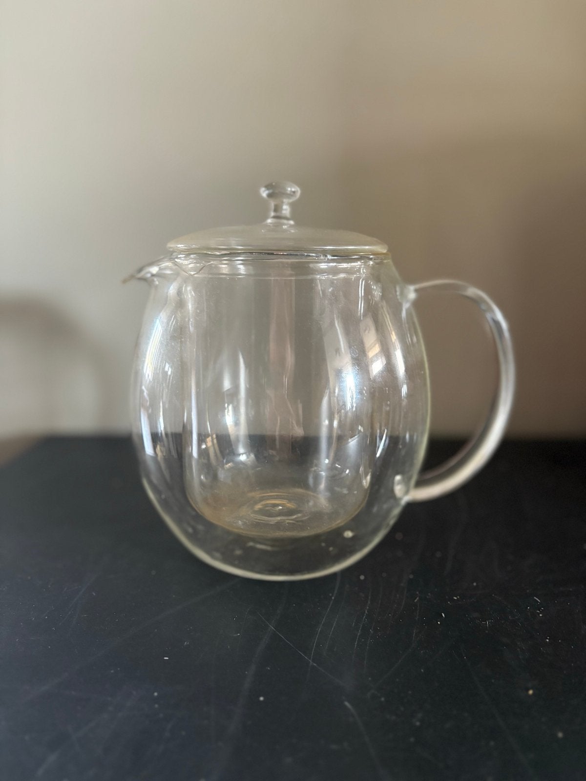 Glazen theepot met dubbele wand, Huis en Inrichting, Glas, Zo goed als nieuw, Overige merken, Ophalen