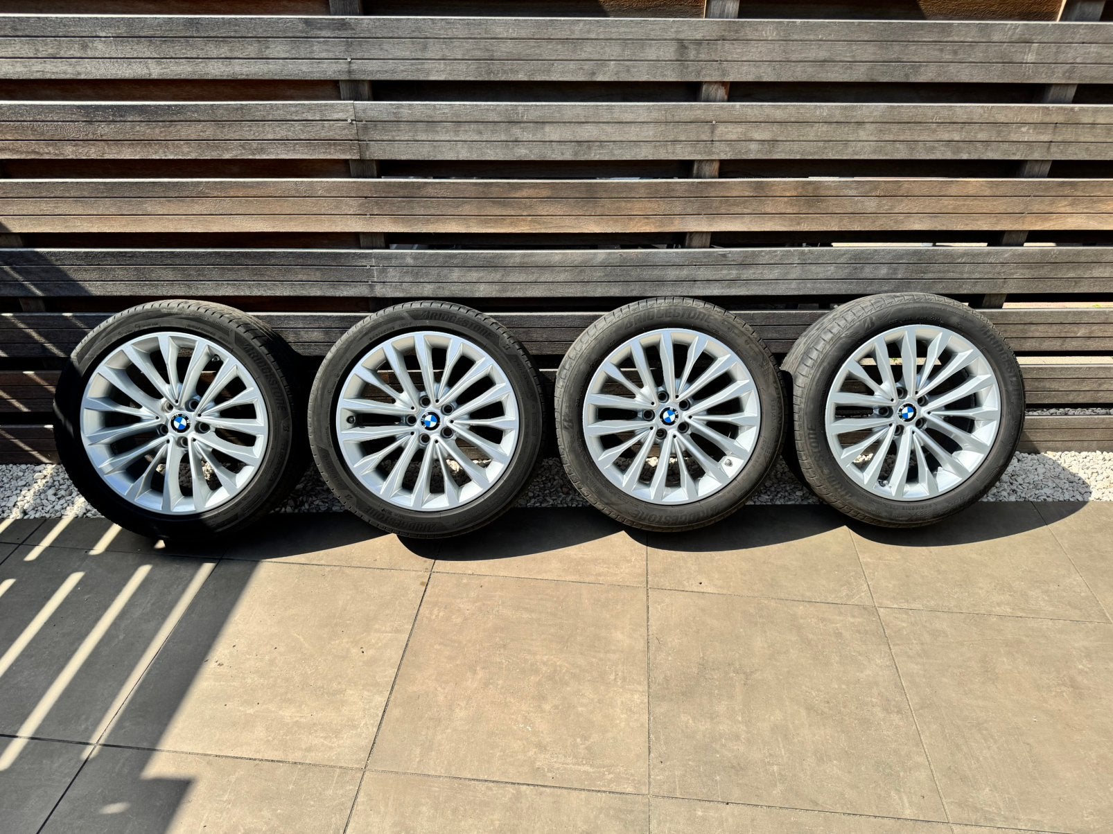 BMW 18 inch 632 Style velgen met Bridgestone zomerbanden, Ophalen, 18 inch, Velg(en), Personenwagen