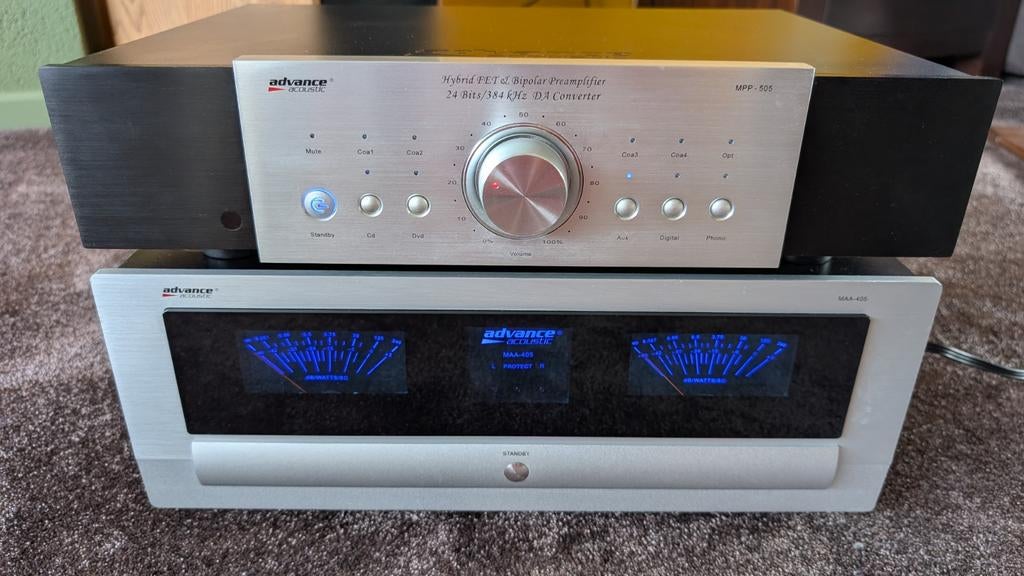 Advance Acoustic Klasse A voor- en eindversterker, Audio, Tv en Foto, Versterkers en Receivers, Gebruikt, 120 watt of meer, Stereo