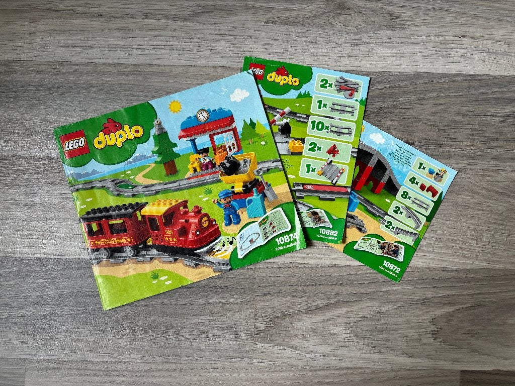 Duplo Stoomtrein met uitbreidingen 10874 - 10882 - 10872, Gebruikt, Overige thema's, Inclusief instructies, Ophalen of Verzenden