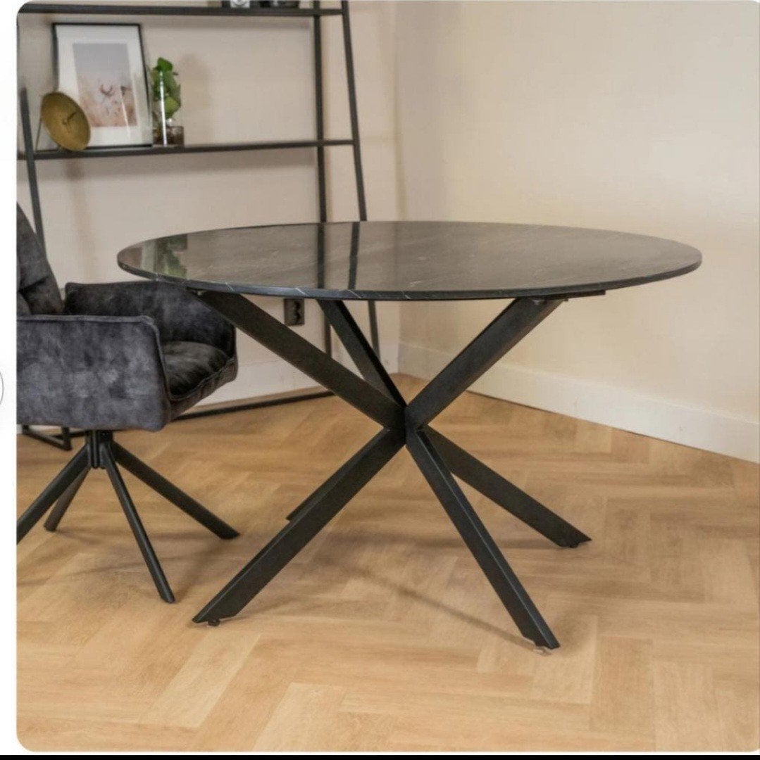 Prachtige (zware) marmeren tafel 130 cm., Ophalen of Verzenden, Rond, 100 tot 150 cm, 100 tot 150 cm