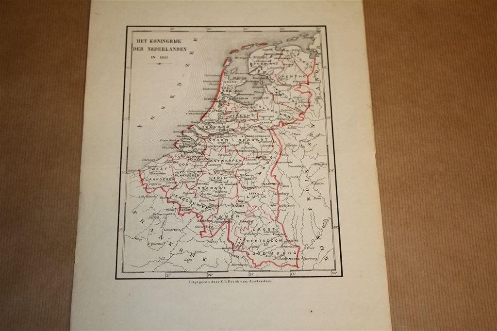 Antieke kaart - Koningrijk der Nederlanden in 1815 - Witkamp, Gelezen, Ophalen of Verzenden, Landkaart, 1800 tot 2000