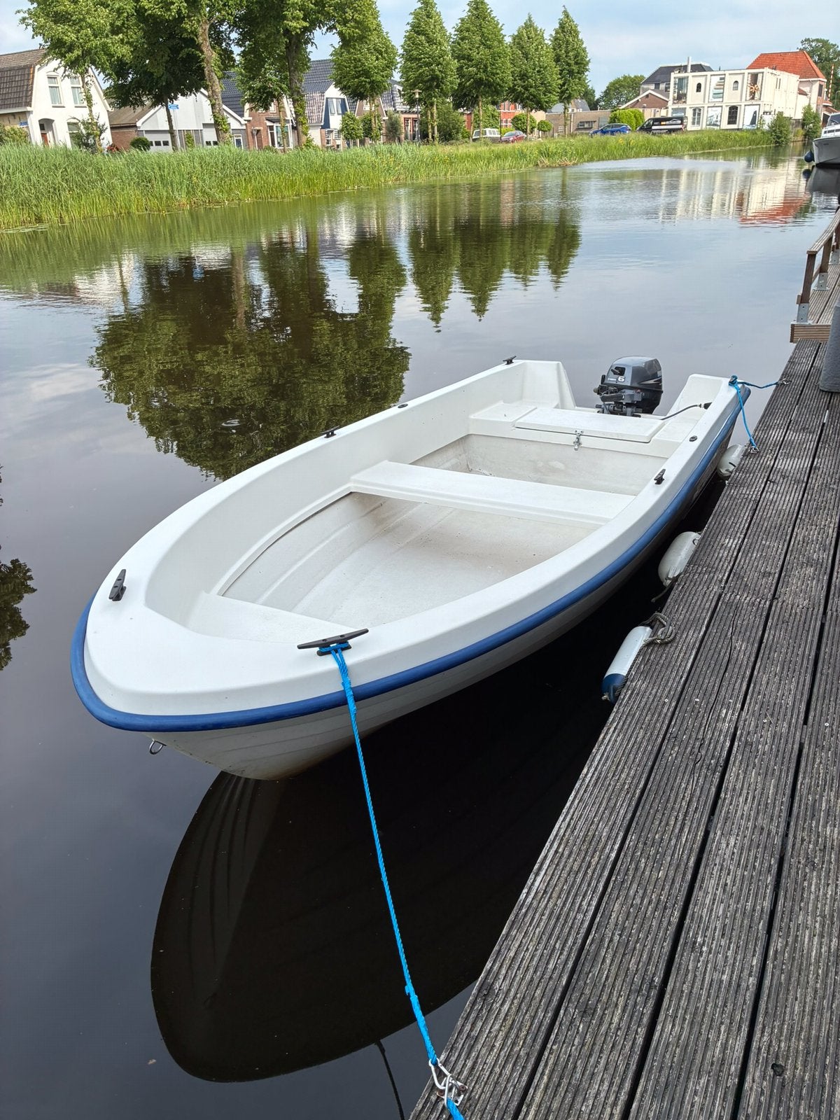 Polyester bootje met 6 pk motor en trailer, Ophalen, Polyester, Trailer