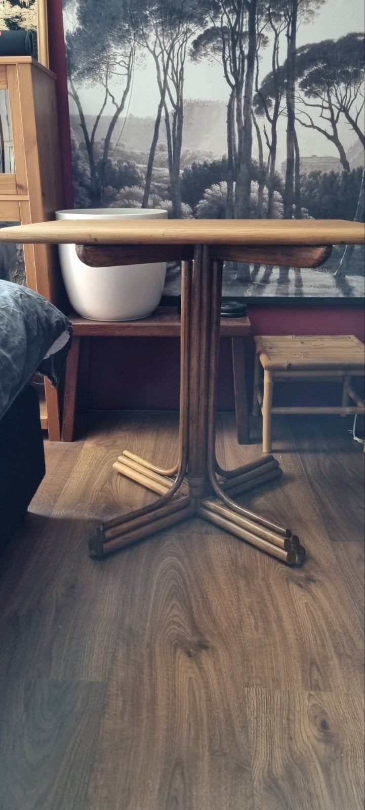 vintage retro bijzettafel terrastafel origineel design, Tuin en Terras, Ophalen of Verzenden, Zo goed als nieuw, Vierkant, Hout