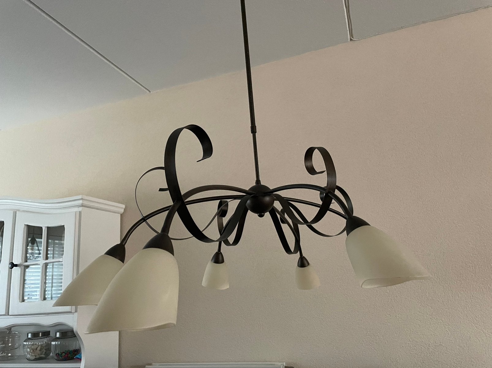 Plafond lamp met glazen kapjes, Huis en Inrichting, Lampen | Kroonluchters, Ophalen, Zo goed als nieuw