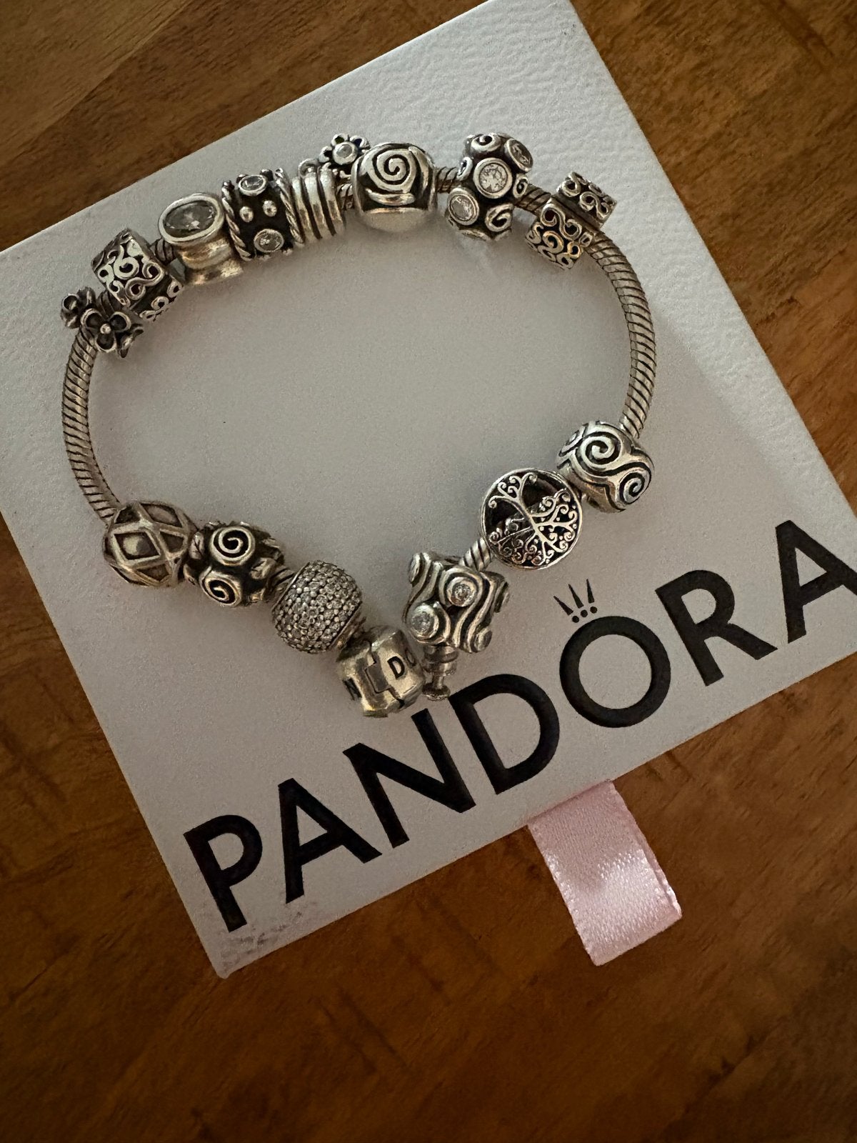 Originele Pandora armband met bedels - 20 cm, Sieraden, Tassen en Uiterlijk, Armbanden, Ophalen of Verzenden, Zo goed als nieuw
