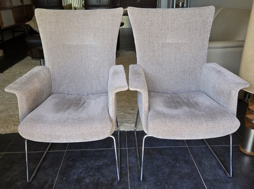 2 JORI fauteuils model AIDA met bijbehorende hocker, Ophalen, 75 tot 100 cm, Zo goed als nieuw, Stof