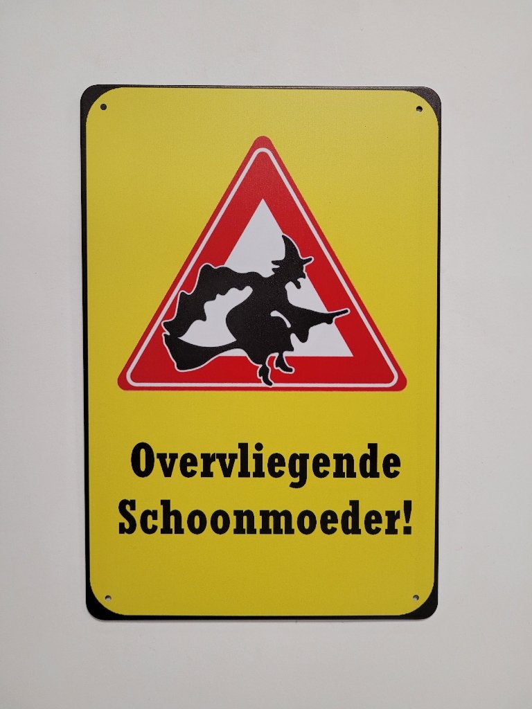 Overvliegende schoonmoeder heks reclamebord van metaal deco, Info@deconoord.nl, Deco Noord, Nieuw, Ophalen of Verzenden