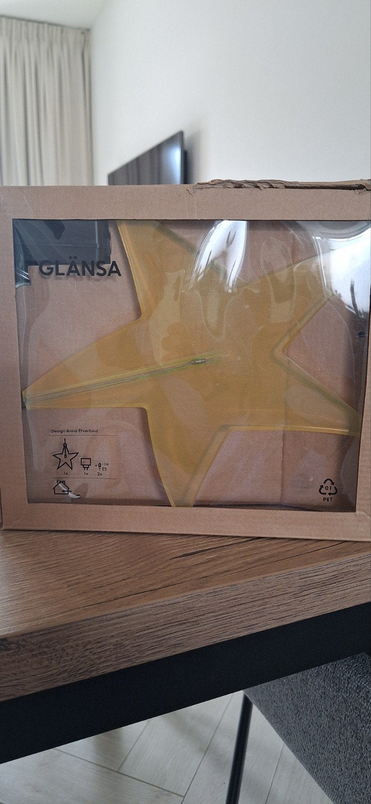 IKEA GLÄNSA Ster Geel en Blauw - Decoratieve Verlichting, Ophalen
