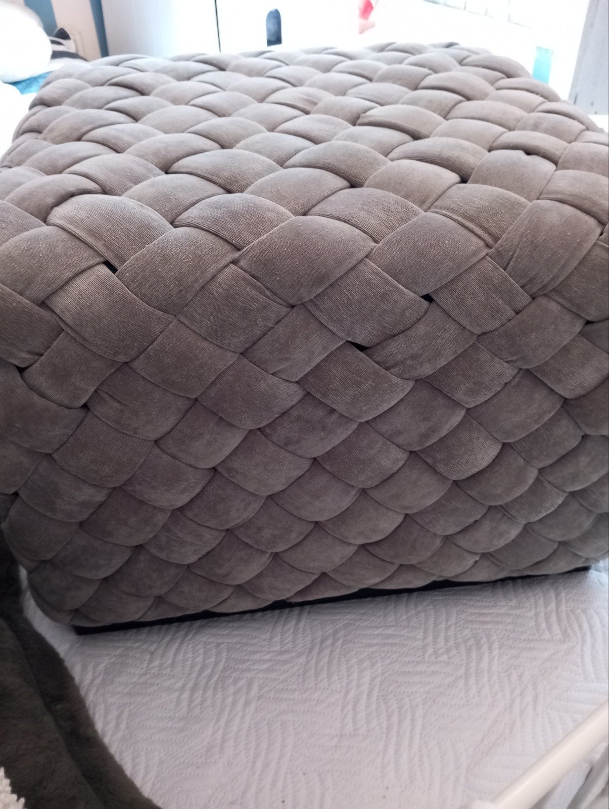 Riviera Maison foot stool bowery grijs, Ophalen of Verzenden, Stof, 50 tot 75 cm, Vierkant