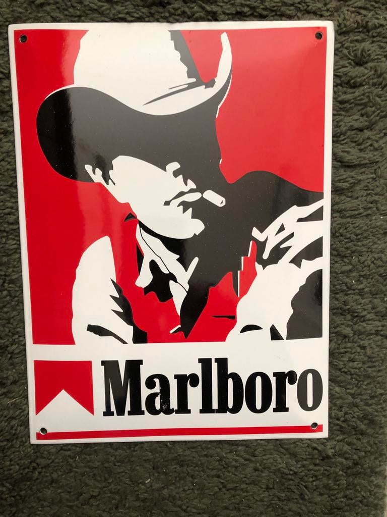 Emaille Marlboro Man in nieuwstaat nog, Verzamelen, Merken en Reclamevoorwerpen, Ophalen of Verzenden, Zo goed als nieuw, Reclamebord