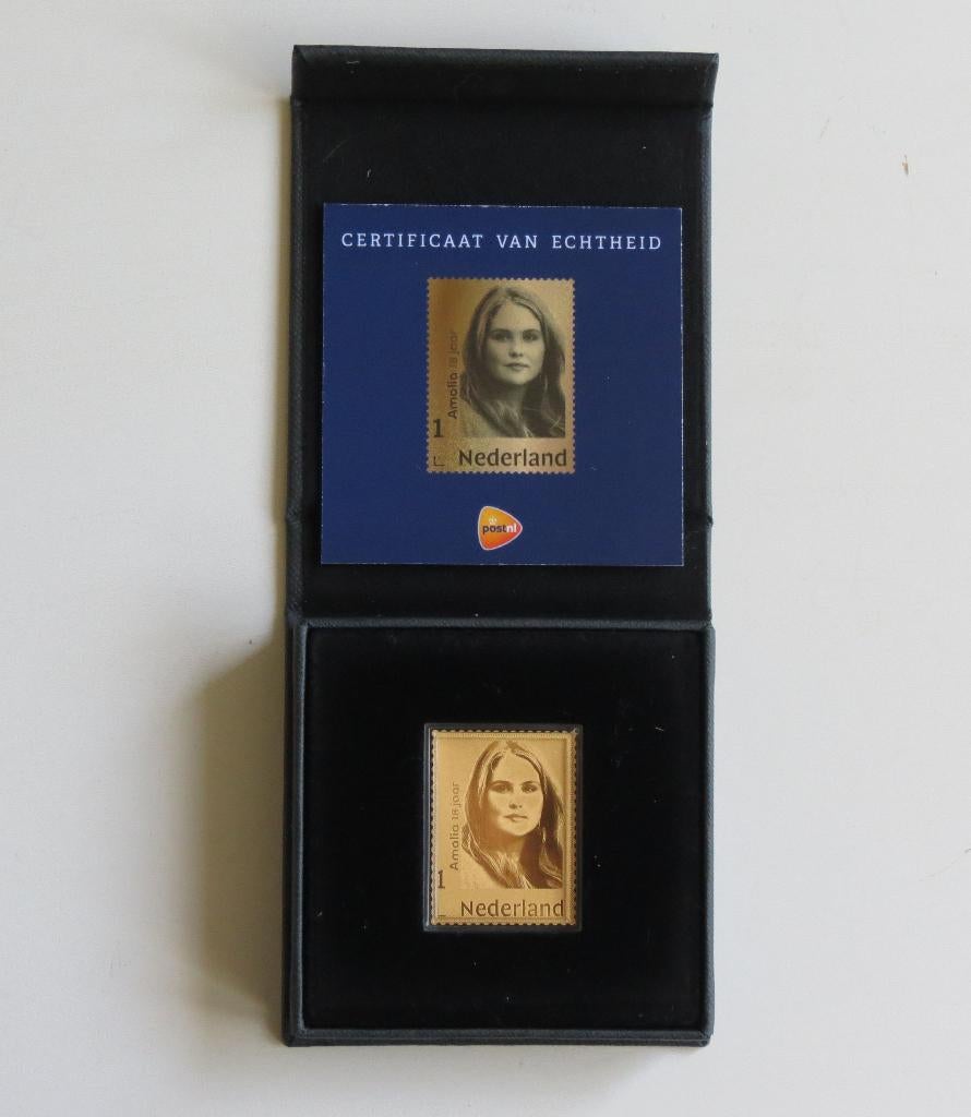 Gouden Postzegel Prinses Amalia 18 Jaar, Postzegels en Munten, Verzenden, Na 1940, Postfris
