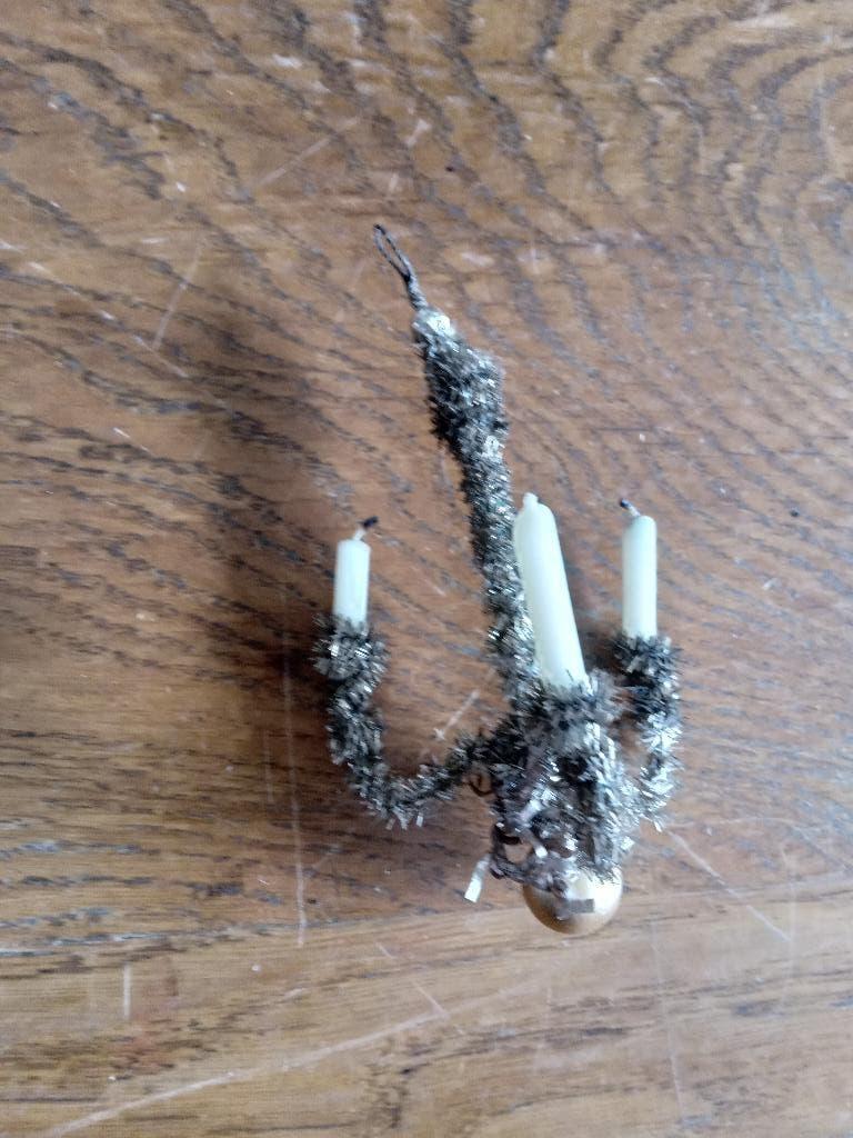 kerstbal handgemaakte kandelaar met 3 kaarsjes, Diversen, Kerst, Ophalen of Verzenden, Gebruikt
