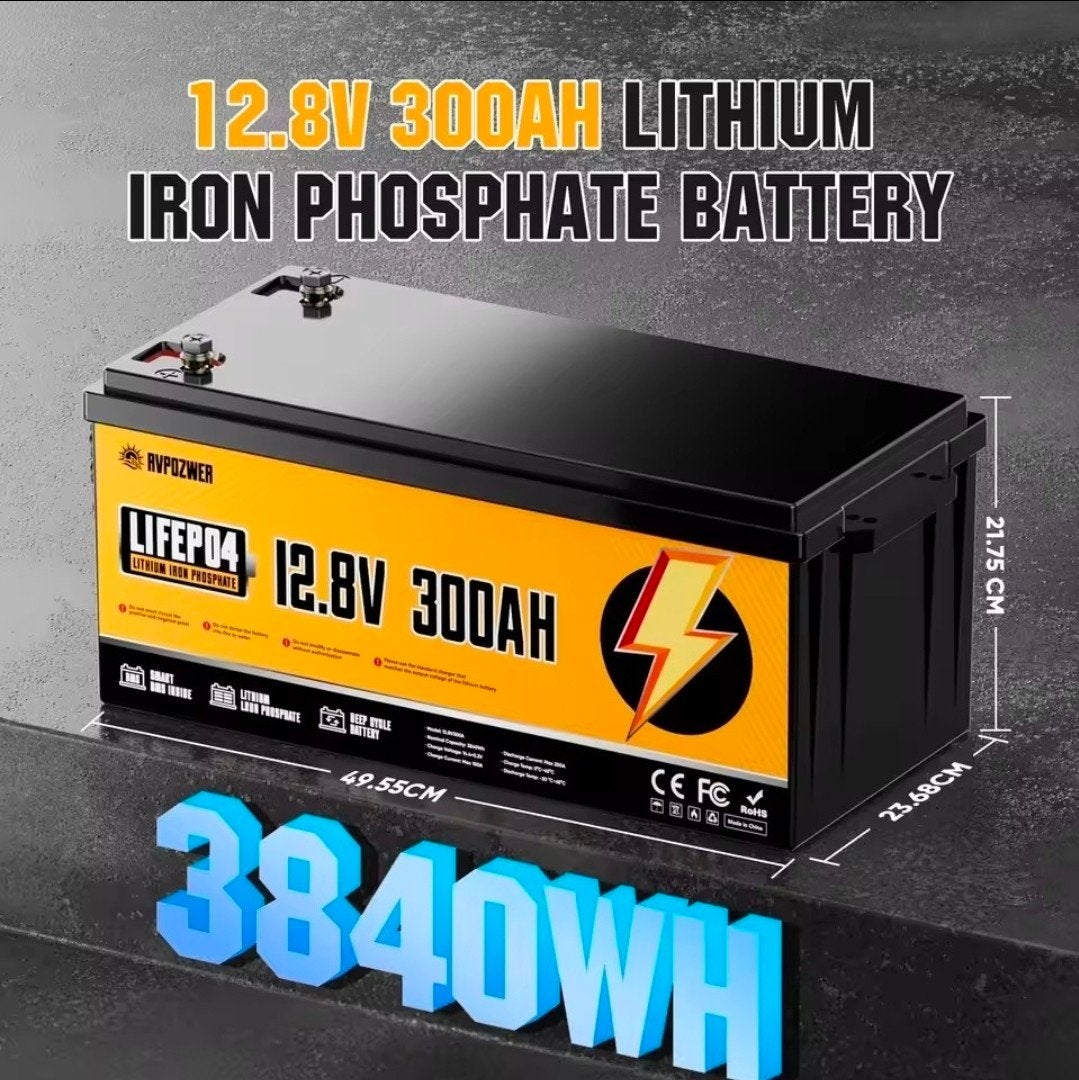 12.8V 300Ah LiFePO4 Lithium Batterij met 200A BMS, Ophalen of Verzenden, Nieuw