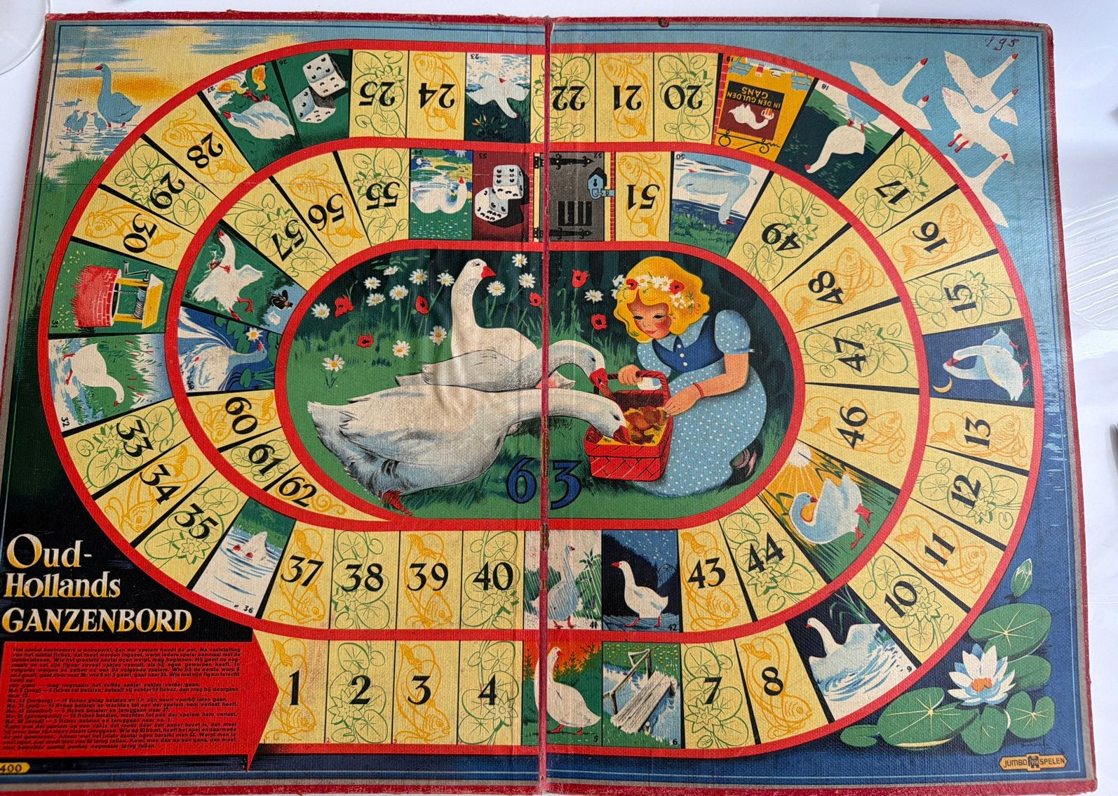 Vintage Oud-Hollands Ganzenbord - Decoratief bord Jumbo, Hobby en Vrije tijd, Gezelschapsspellen | Bordspellen, Ophalen of Verzenden