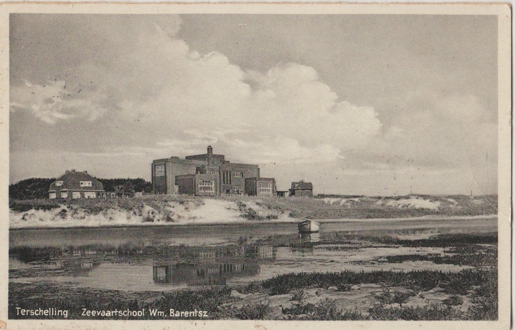 1933 terschelling zeevaartschool willem barentsz wadden wad, Ophalen of Verzenden, 1920 tot 1940, Gelopen, Waddeneilanden