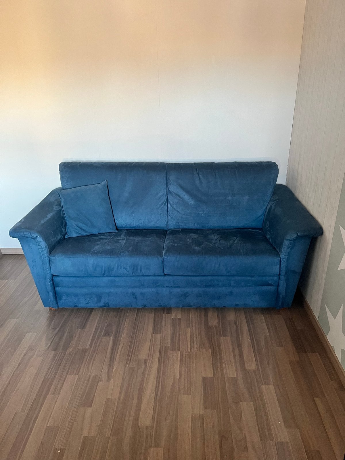 Comfortabele blauwe slaapbank - weinig gebruikt, Ophalen, Gebruikt, 150 tot 200 cm, Tweepersoons