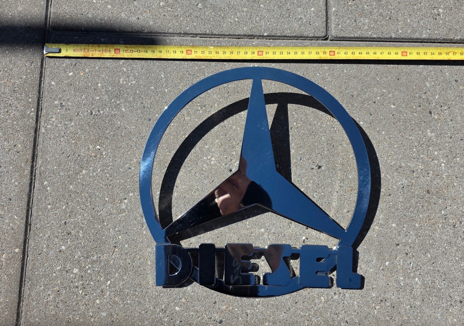 Mercedes diesel logo RVS embleem, Ophalen of Verzenden, Gebruikt