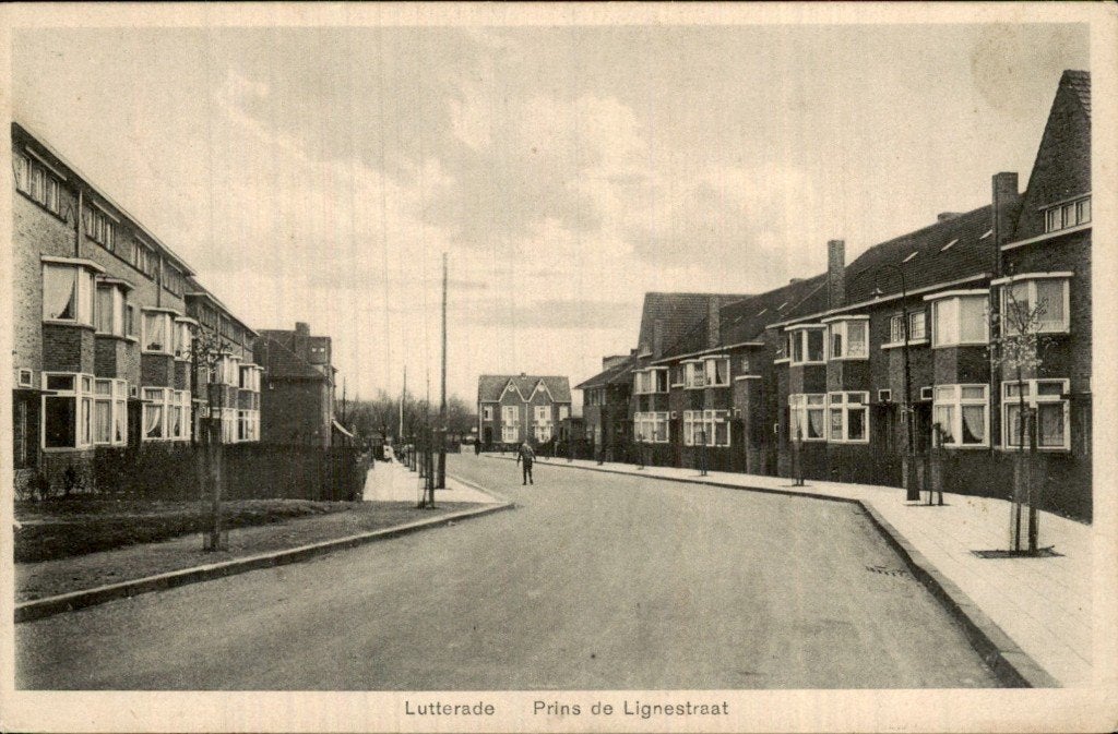 Lutterade - Prins de Lignestraat - Straatzicht, Ophalen of Verzenden, 1920 tot 1940, Gelopen, Limburg