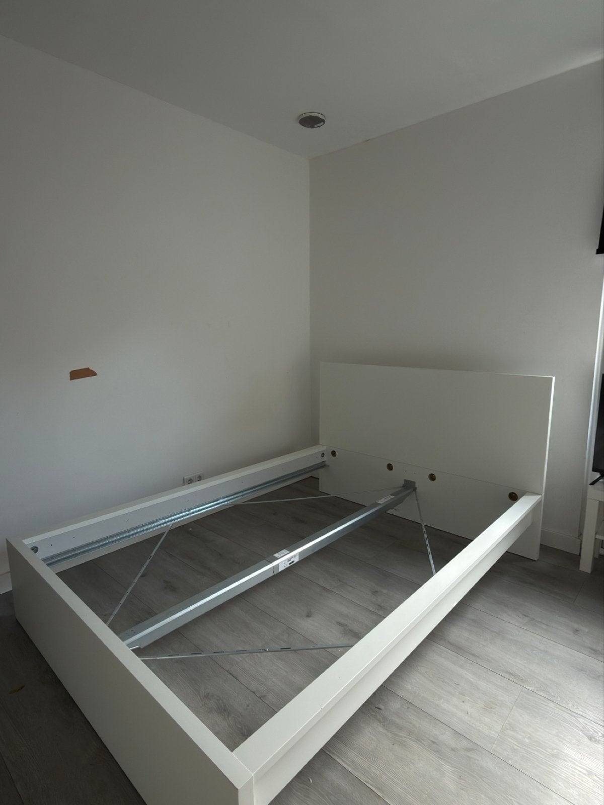 Ikea Malm bed 160x200 incl. Lattenbodem en evt. Matras, Ophalen, Gebruikt, Wit, Tweepersoons