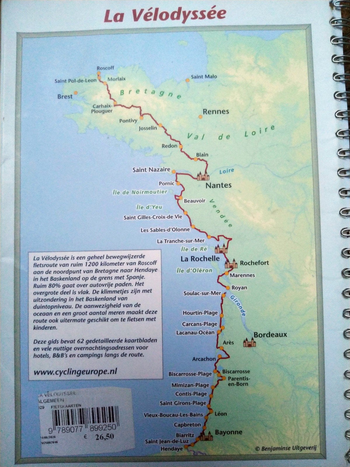 La Vélodyssée: Fietsgids Langs de Kust (4e druk), Overige merken, Fiets- of Wandelgids, Europa, Ophalen of Verzenden
