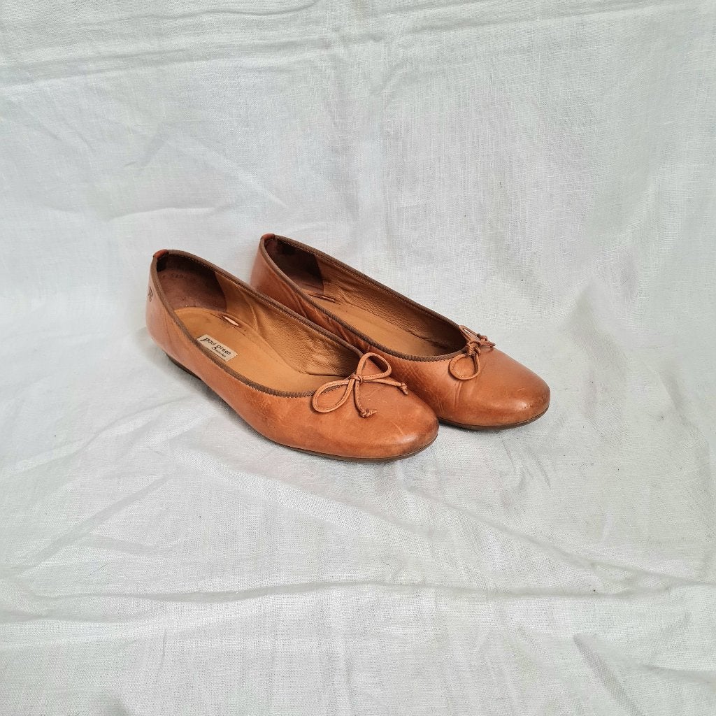 Cognacbruine Paul Green ballerina met strikdetail, maat 38, Bruin, Paul Green, Gedragen, Ballerina's