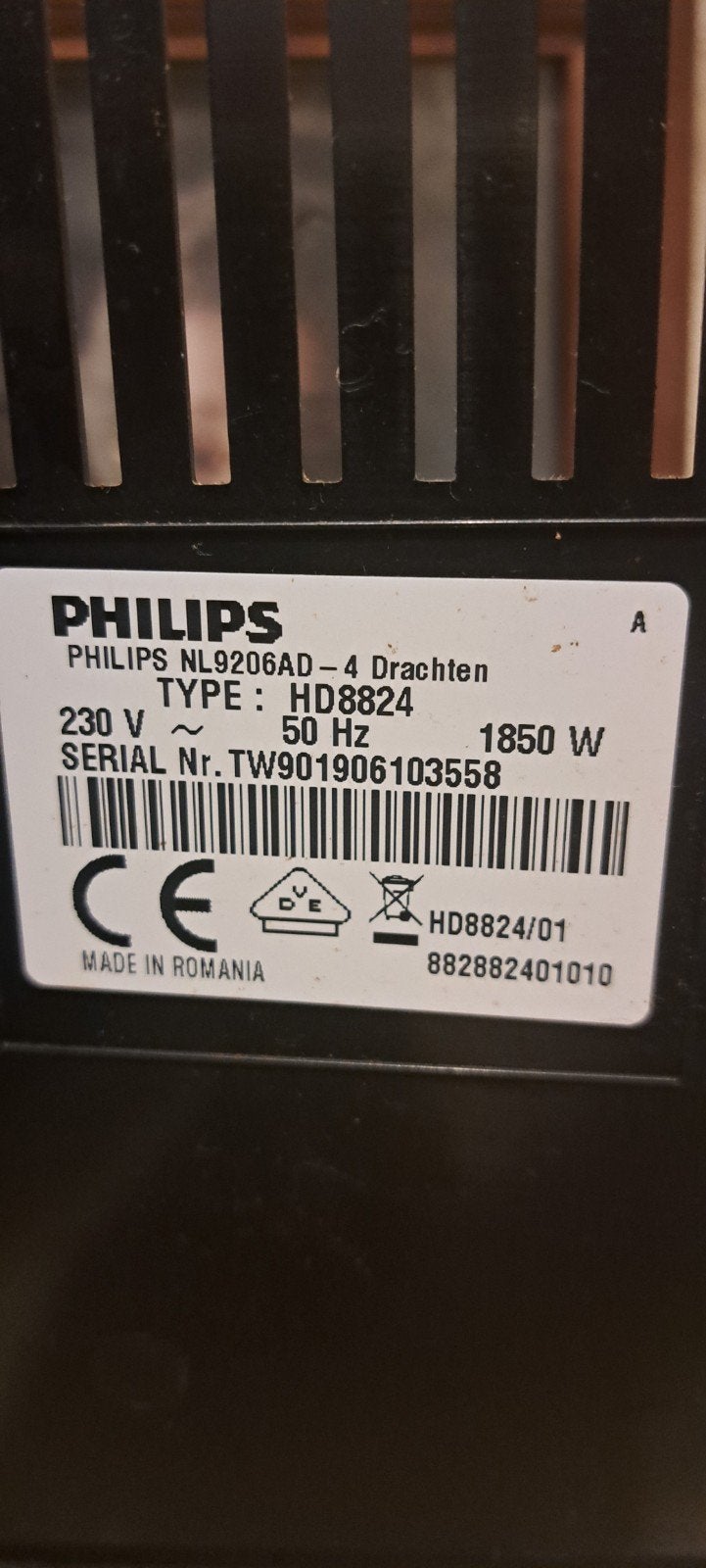 Philips Koffiemachine HD8824 - Defecte maalschijf, Witgoed en Apparatuur, Koffiezetapparaten, Ophalen of Verzenden, Niet werkend