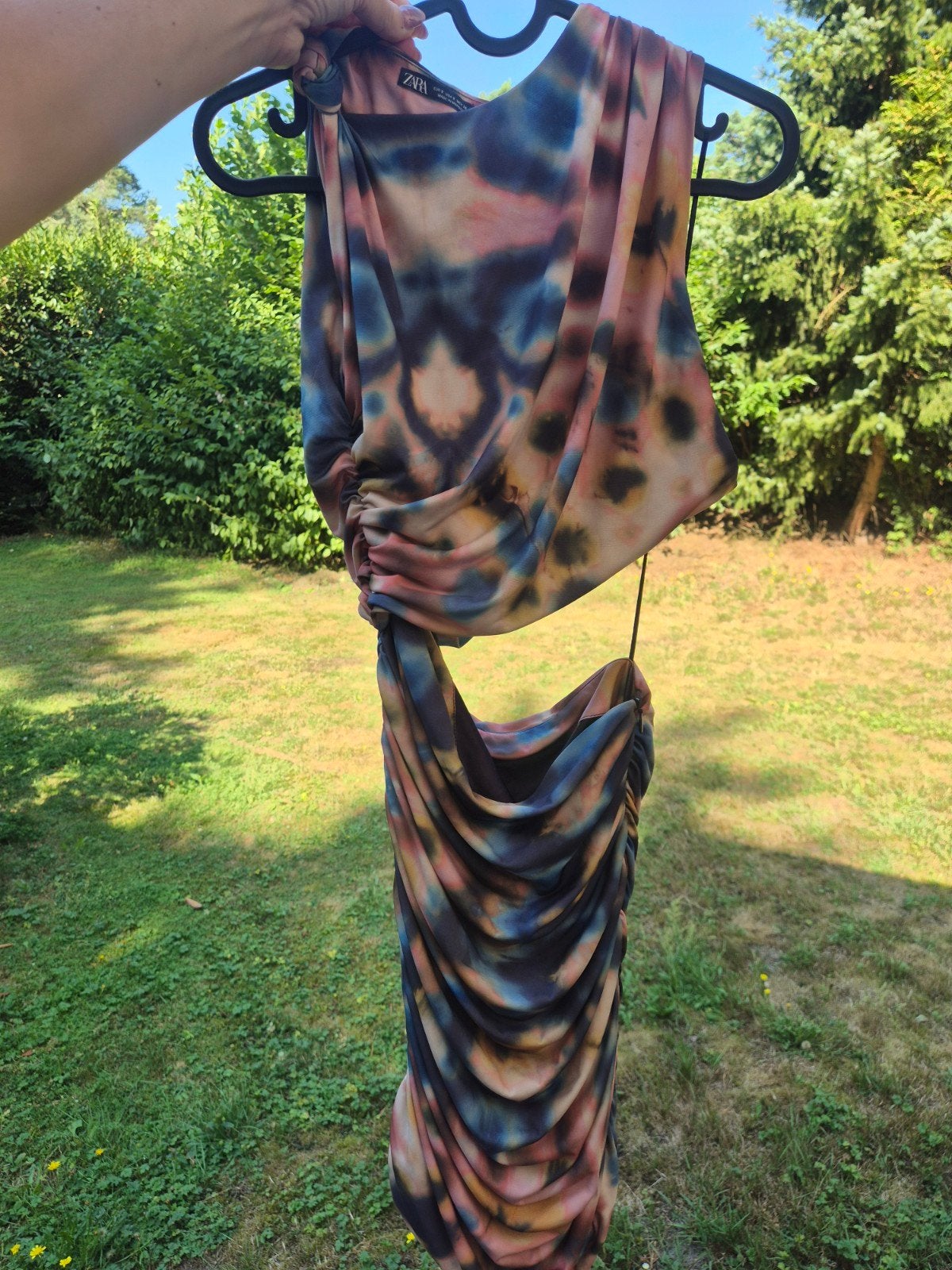 Zara Korte jurk met cut-outs en tie-dye print, Meerkleurig, Zara, Ophalen of Verzenden, Zo goed als nieuw