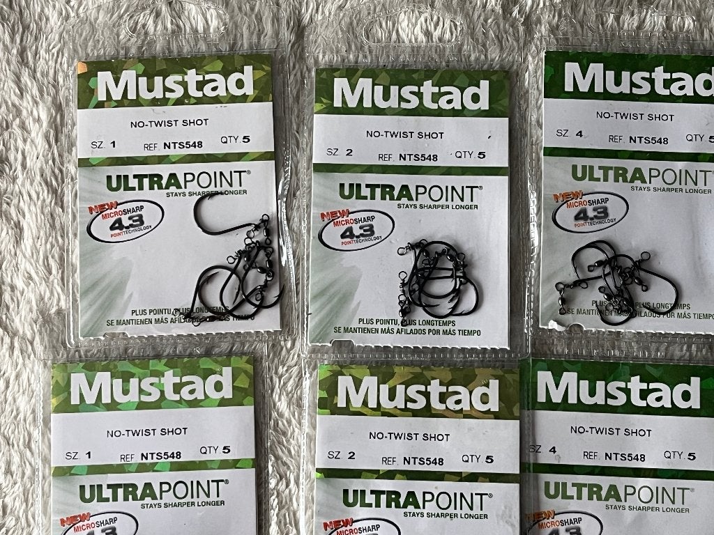 adv 284 / NIEUW serie 8 pakjes dropshothaken MUSTAD, Watersport en Boten, Hengelsport | Roofvissen, Ophalen of Verzenden, Nieuw