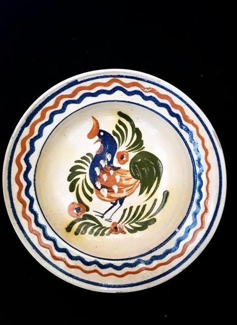 Vintage Hongaars aardewerk wandbord met haan (1), Antiek en Kunst, Ophalen