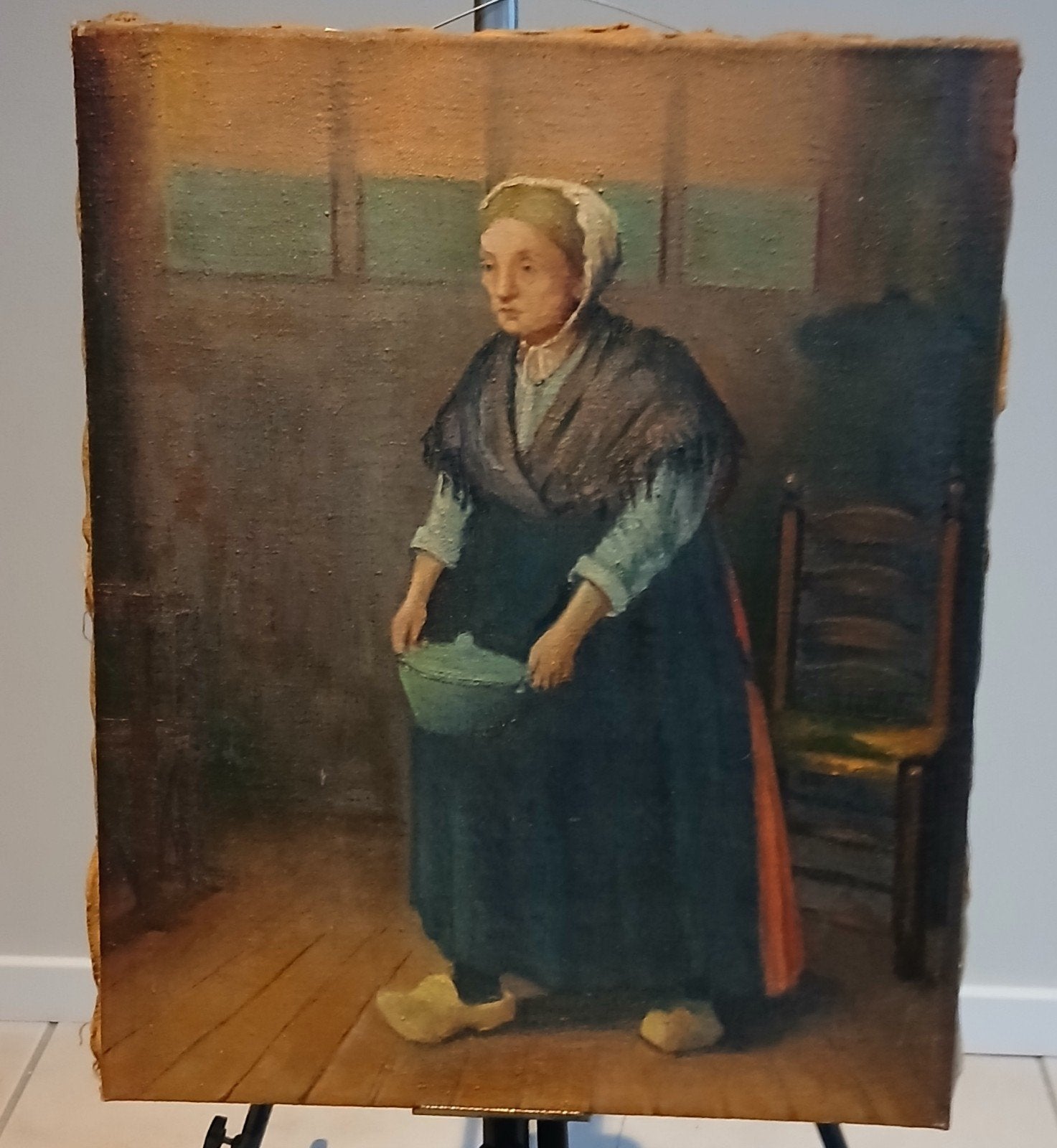 Antiek schilderij van Kniertje, Antiek en Kunst, Ophalen of Verzenden