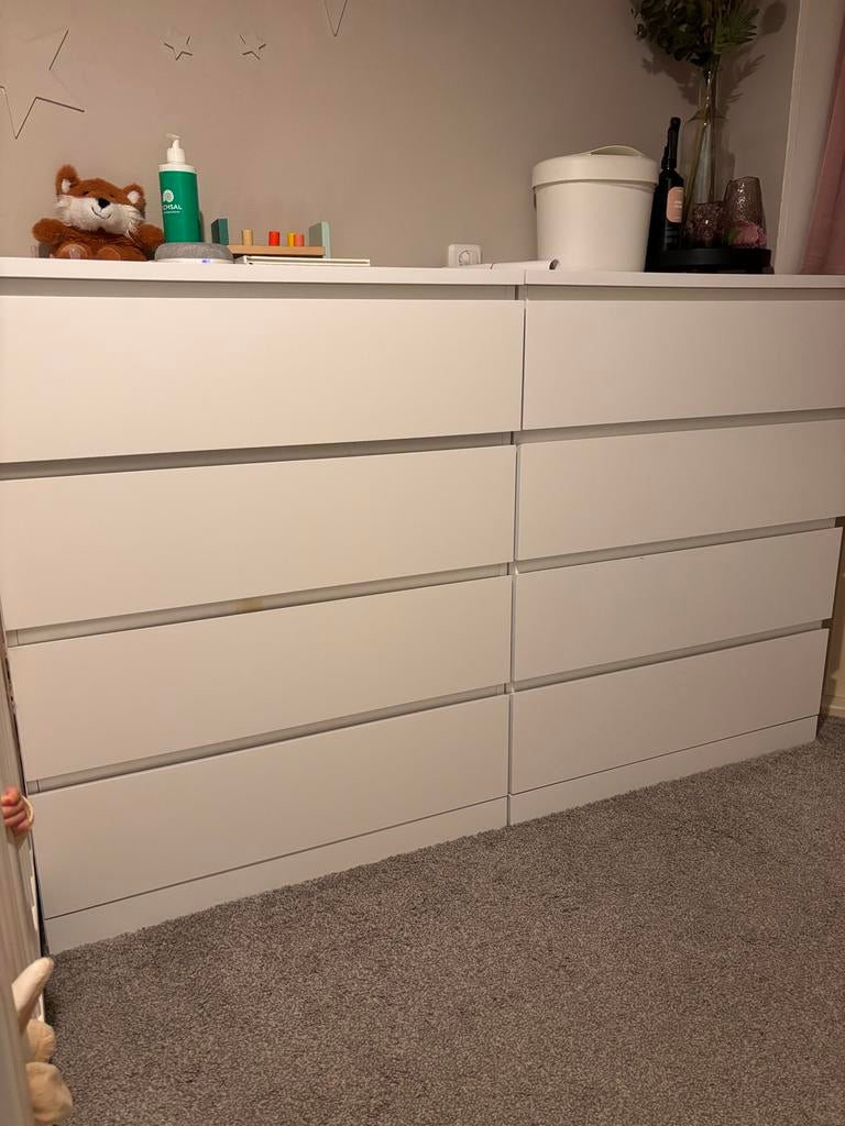 IKEA Malm ladekasten - Set van 2 met 4 laden elk, Ophalen, Overige materialen, Gebruikt, 100 tot 150 cm