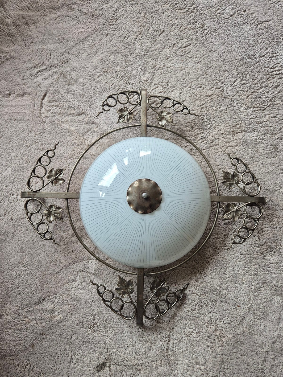 Vintage plafondlamp met druivenranken en bladeren, Antiek en Kunst, Ophalen