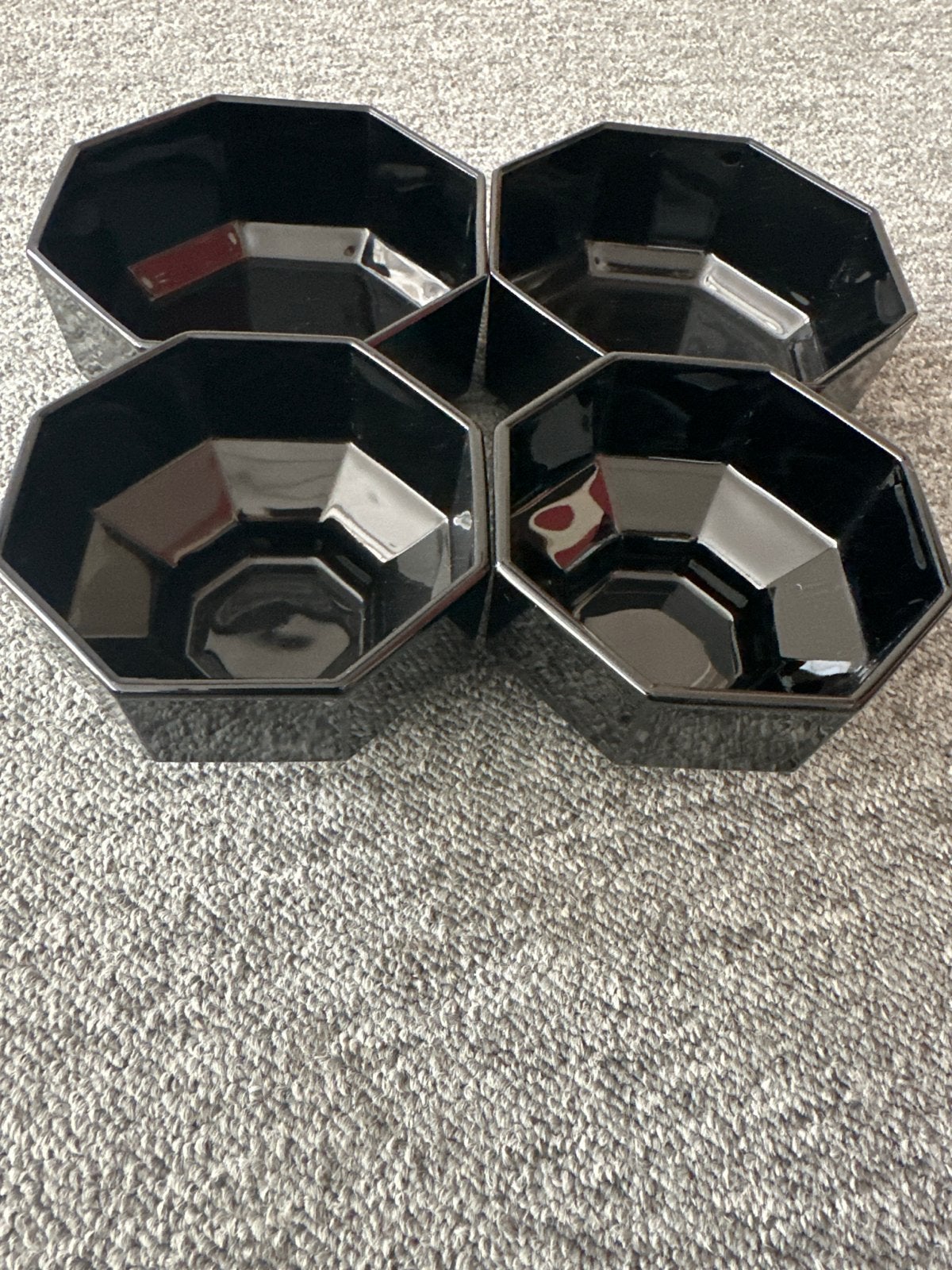 Set van 4 zwarte achthoekige schaaltjes van Arcopal France, Ophalen of Verzenden