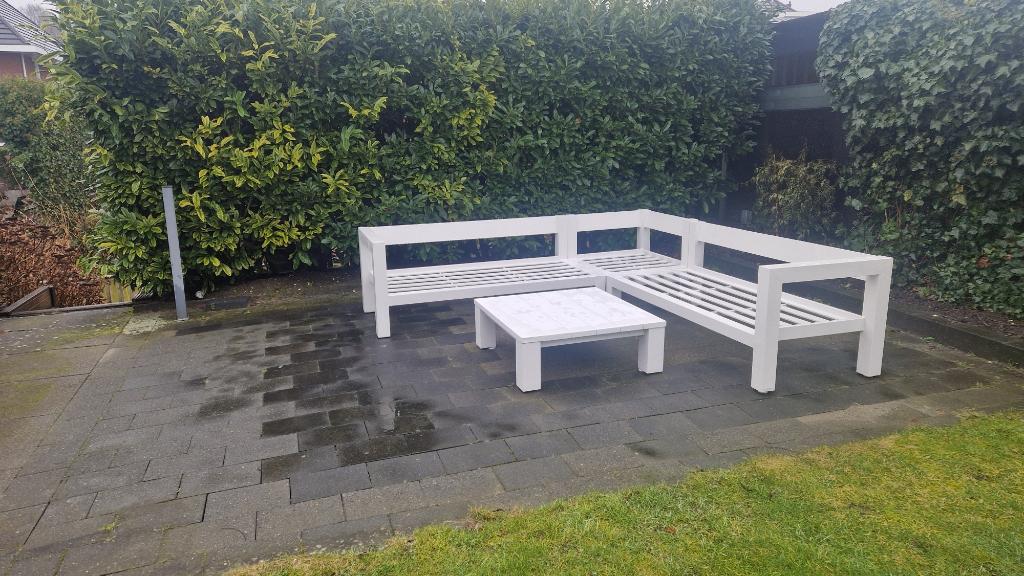 Kees Smit Loungeset wit ZGAN, Tuin en Terras, Tuinsets en Loungesets, Ophalen, 5 zitplaatsen, Aluminium, Zo goed als nieuw