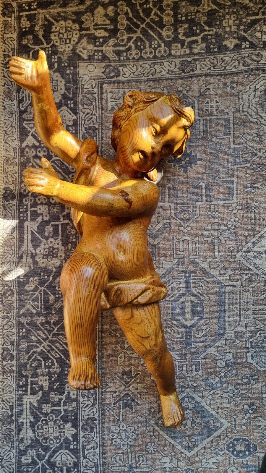 18e eeuwse putto cherubijn putti Antiek houtsnijwerk engel, Antiek en Kunst, Handgemaakt, Beeld, Hout, Europa