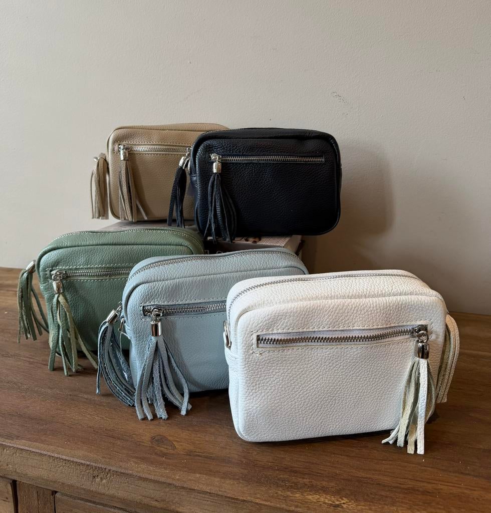 Leren tasje in div leuke kleuren, Overige kleuren, -, Schoudertasje, -