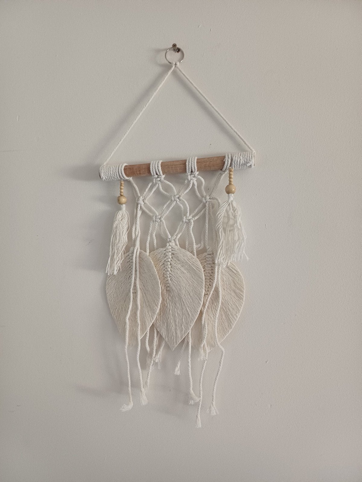 Macramé Wandhanger met Bladeren - Boho Decoratie, Beige, Textiel, Ophalen of Verzenden, Zo goed als nieuw