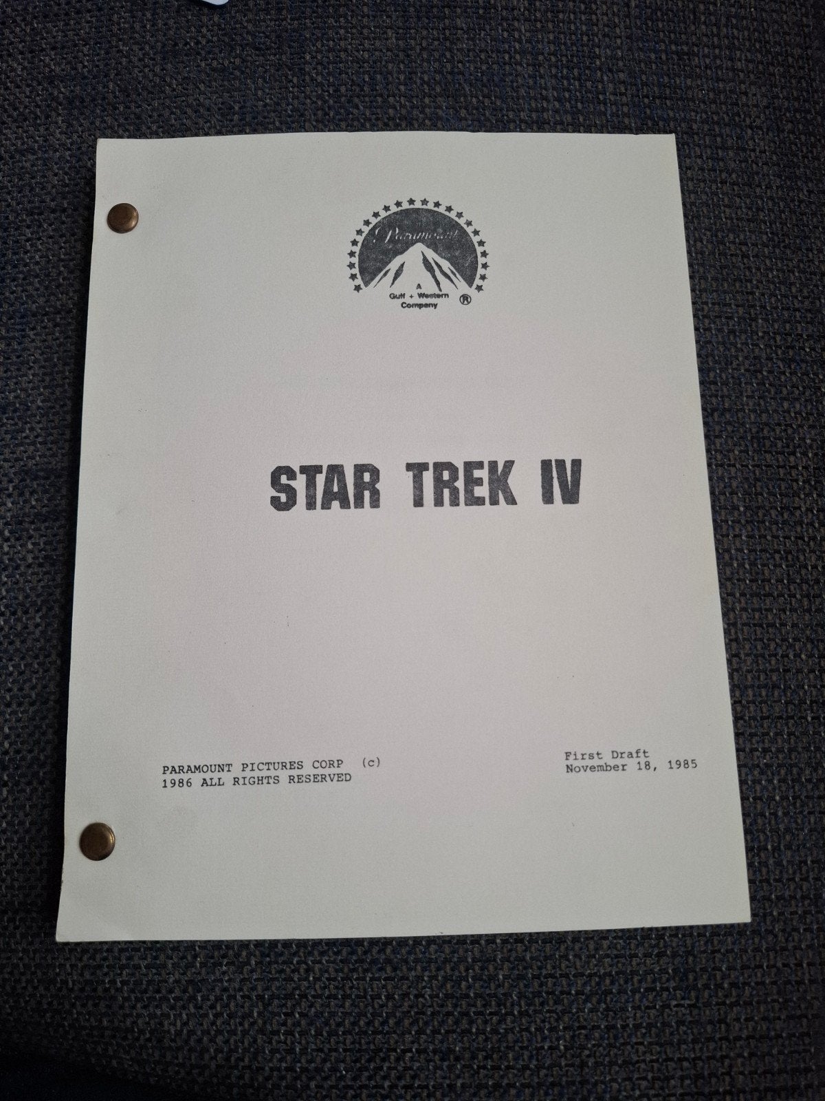 Star Trek IV script (reproduction), Ophalen of Verzenden, Gebruikt, Film, Gebruiksvoorwerp