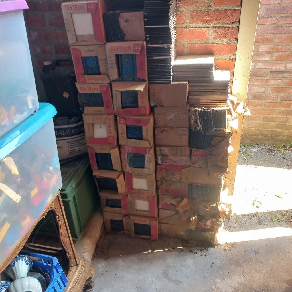 Tegels: Zwart wit gespikkeld 15x15 en Zwart 20x10, Doe-het-zelf en Verbouw, Tegels, Ophalen, Wandtegels, Nieuw, Minder dan 20 cm