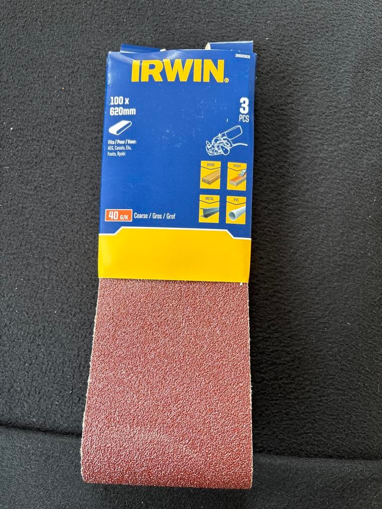 IRWIN Schuurbanden 100x620mm K40 (3 stuks) - Nieuw, Ophalen of Verzenden, Nieuw
