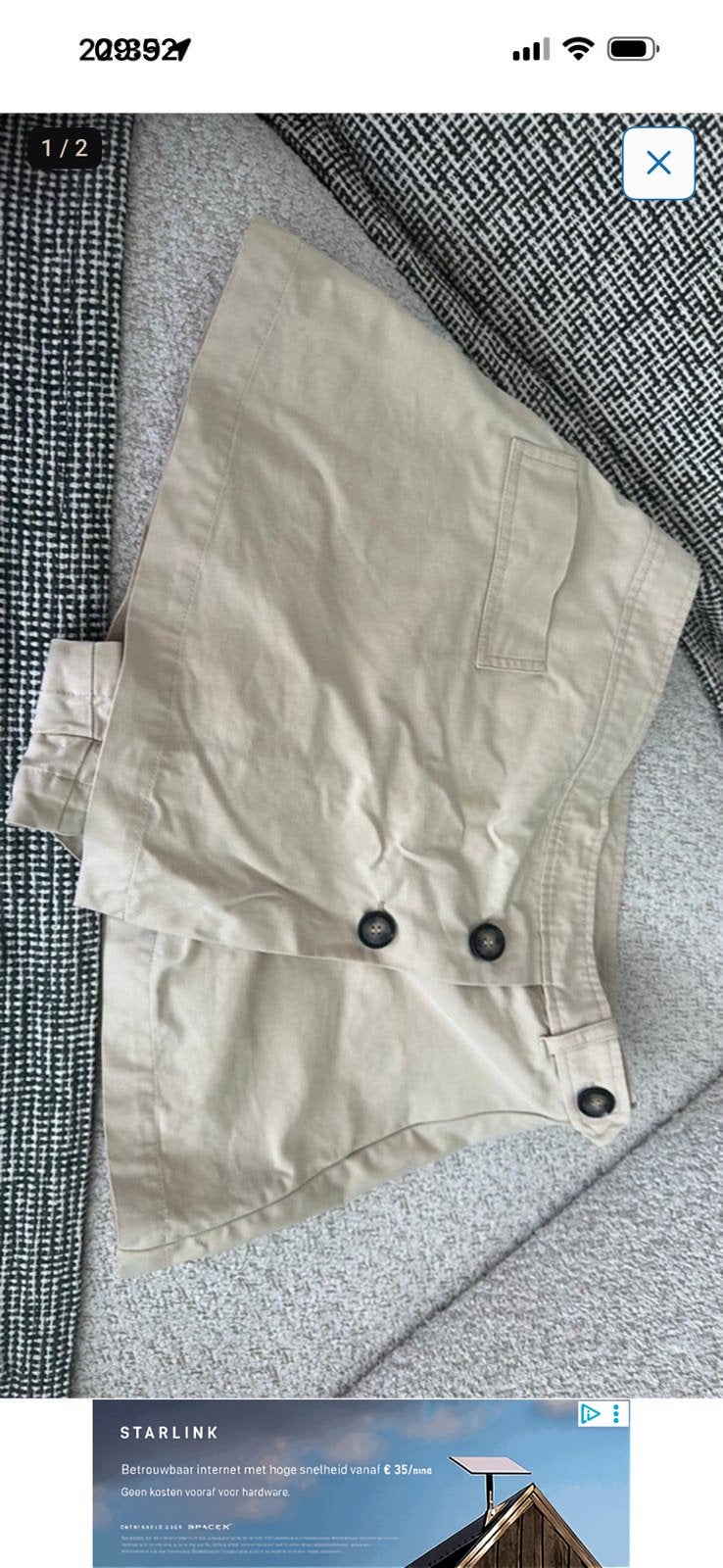 Kort beïge broek rokje Zara (maat 34, Ophalen, Kort, Beige, Zo goed als nieuw