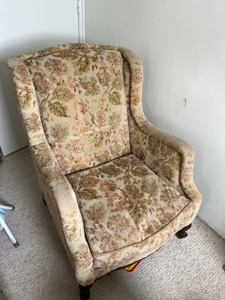 Vintage Bloemen Fauteuil - Comfortabele Oorfauteuil, Ophalen, Gebruikt, Minder dan 75 cm, 75 tot 100 cm
