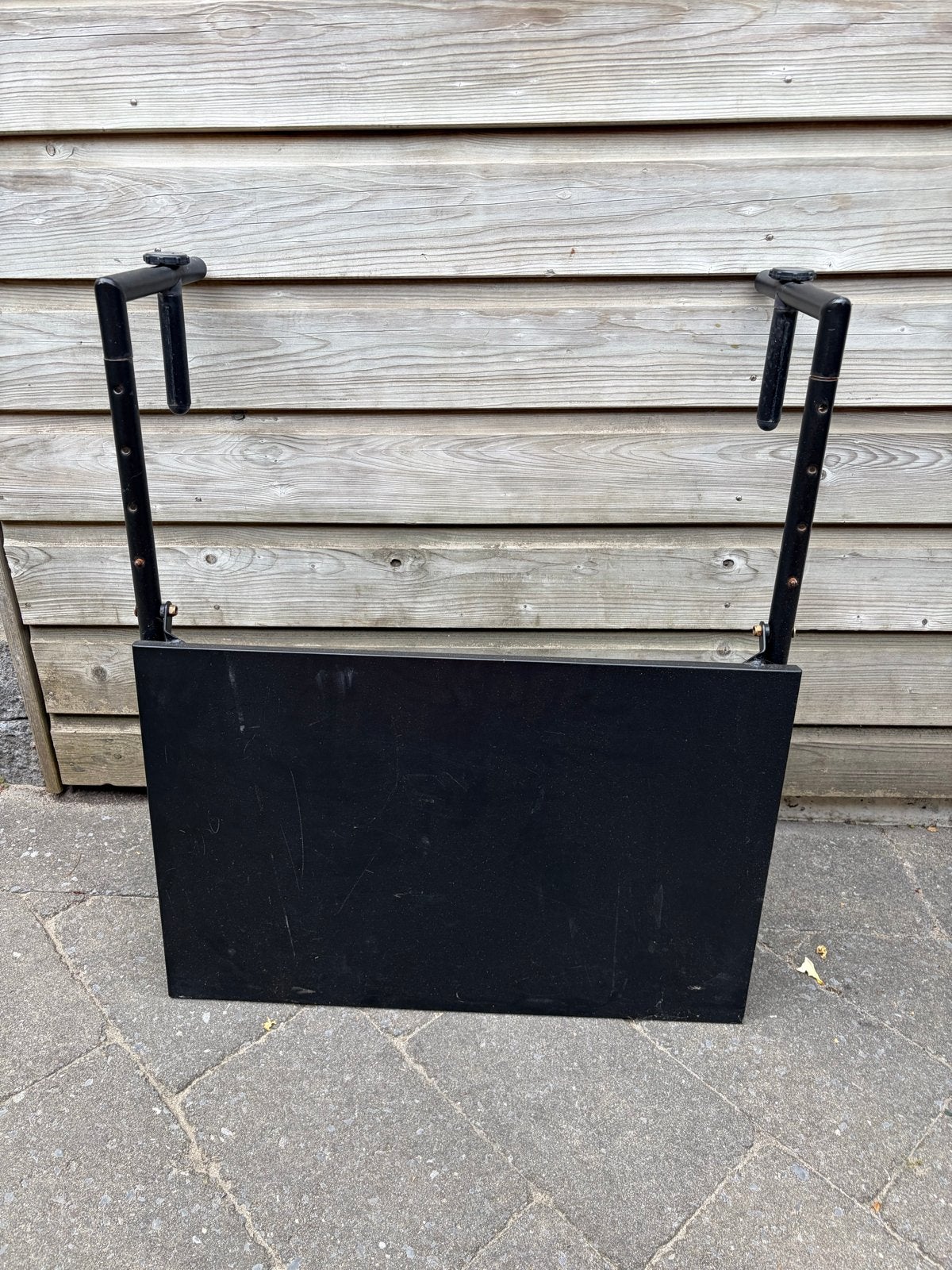 Opklapbaar Balkon Tafeltje Zwart - Compact & Handig, Tuin en Terras, Tuintafels, Ophalen, Gebruikt, Rechthoekig, Metaal