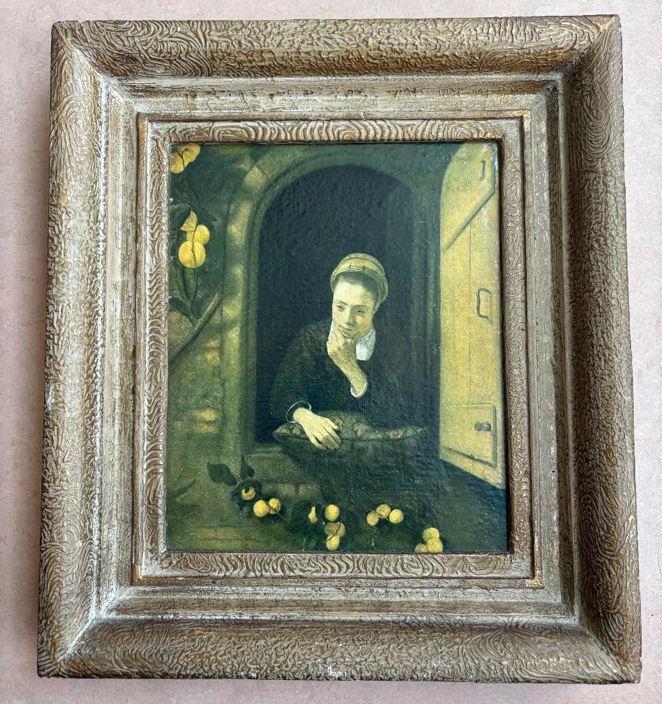 Mooie kopie van 'Meisje aan het venster' (Nicolaas Maes), Antiek en Kunst, Kunst | Schilderijen | Klassiek, Ophalen of Verzenden