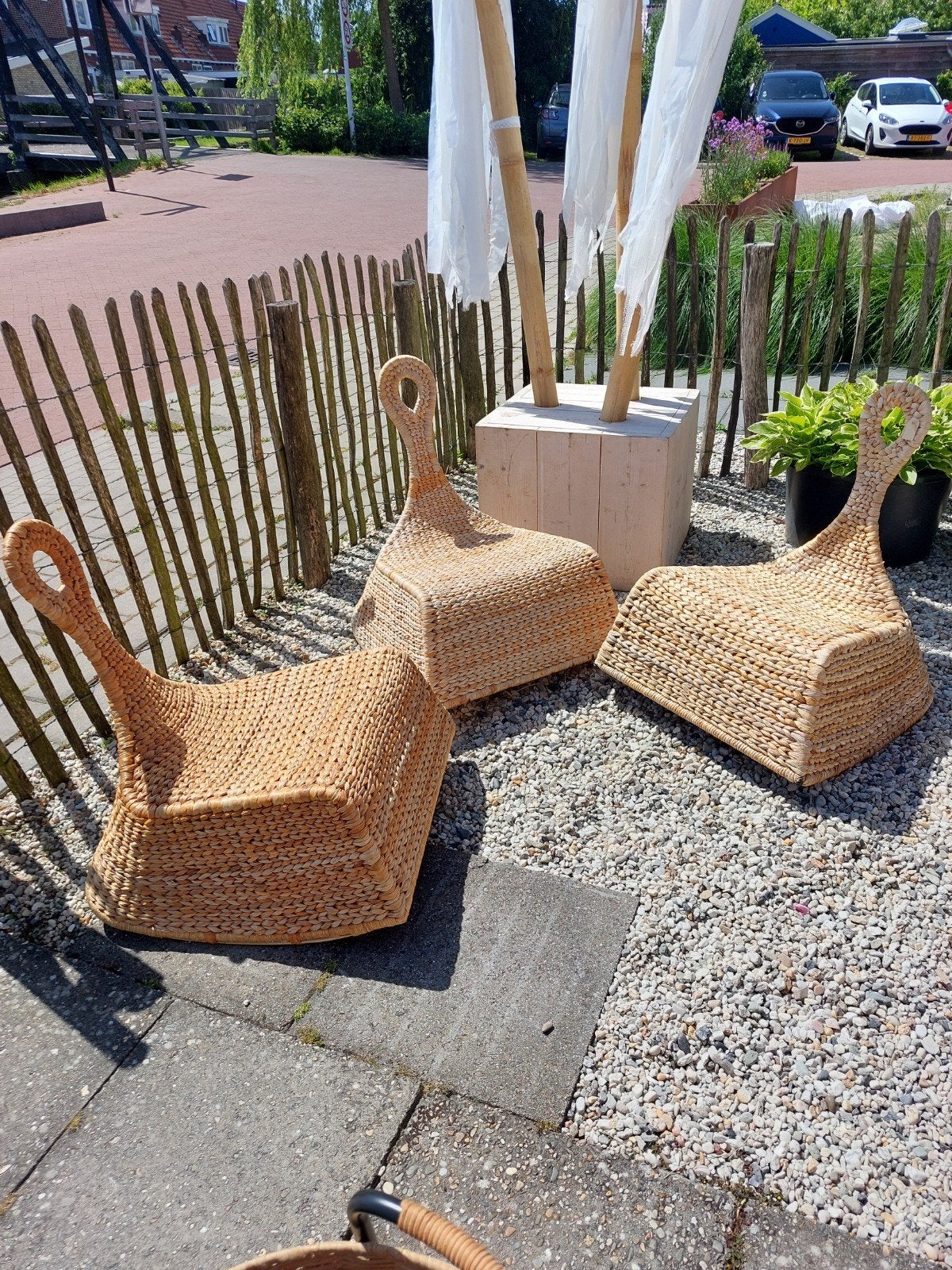 3 x Gullholmen Ikea Rieten Rotan Schommelstoel  Tuinstoel, Huis en Inrichting, Ophalen of Verzenden, Bruin, Eén
