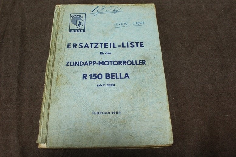 Zündapp R150 Bella 1954 Roller ersatzteil liste scooter, Ophalen of Verzenden, Overige merken