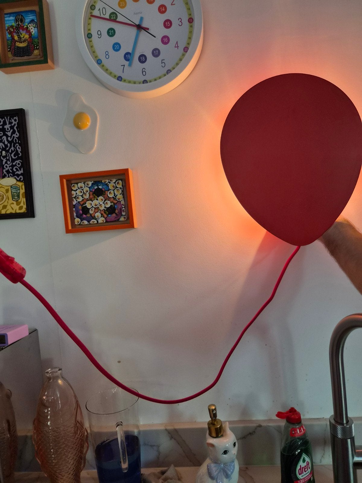 Habitat Balloon wandlamp - Rood, Met schakelaar, Overige merken, Gebruikt, Kunststof