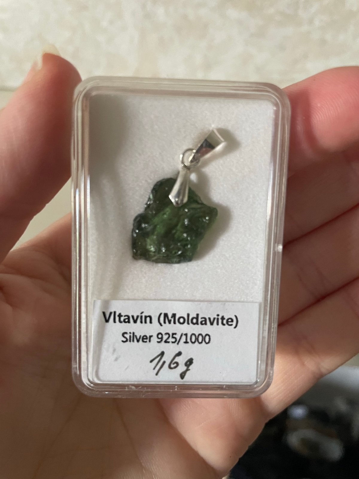Vltavín (Moldaviet) Hanger - Zilver 925/1000, Overige voorstellingen, Nieuw, Ophalen of Verzenden, Met edelsteen