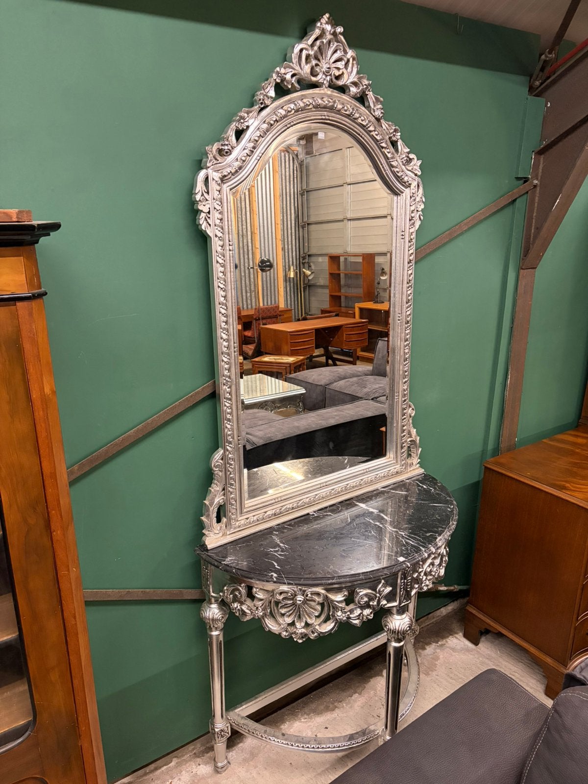 Brocante barok kaptafel met marmeren blad, Ophalen, ., 50 tot 100 cm, .